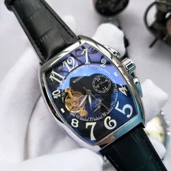 2022 Reloj Hombre Fashion Tonneau Case Automatic Mechanical Wristwatches Men Tourbillon Watches Moon Phase Small Seconds Watch