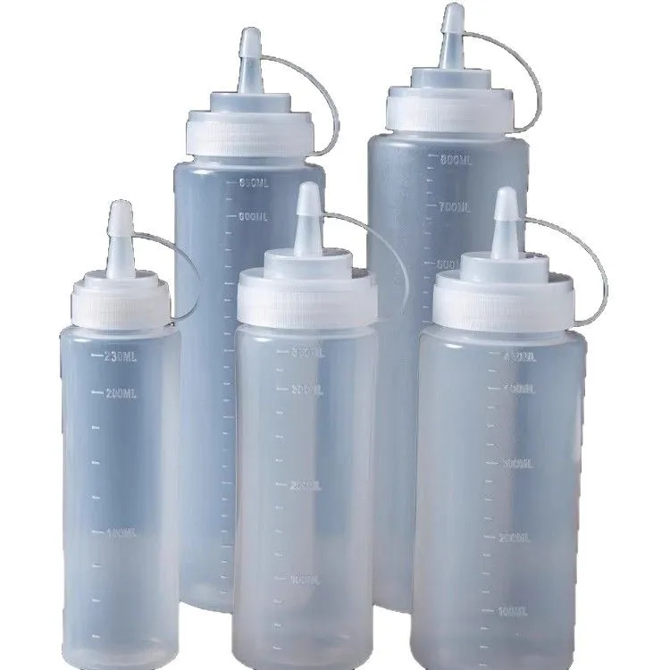Garrafa de Plástico Flexível para Molhos e Condimentos, Pote de Armazenamento para Cozinha Comercial, para Pasta de Tomate, Geleia, Molho para Salada, Molho de Soja