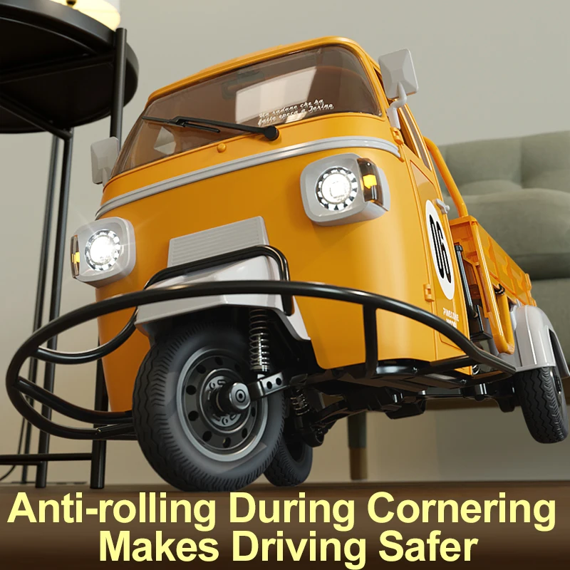 1/10 RC Triciclo 2.4G RTR Modello di camion a tre ruote telecomandato con luci a LED Auto ad effetto musicale per bambini Regali per bambini