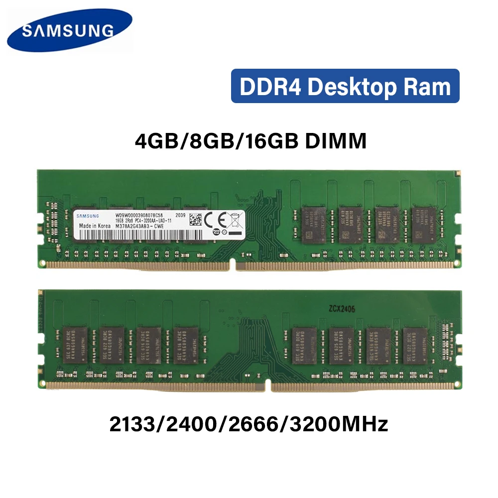 سامسونج ميموريا رام DDR4 16GB 8GB 3200MHz 4GB 2133MHz 2400MHz 2666MHz DIMM PC4-21300 PC4-25600 عالية الأداء سطح المكتب RAM