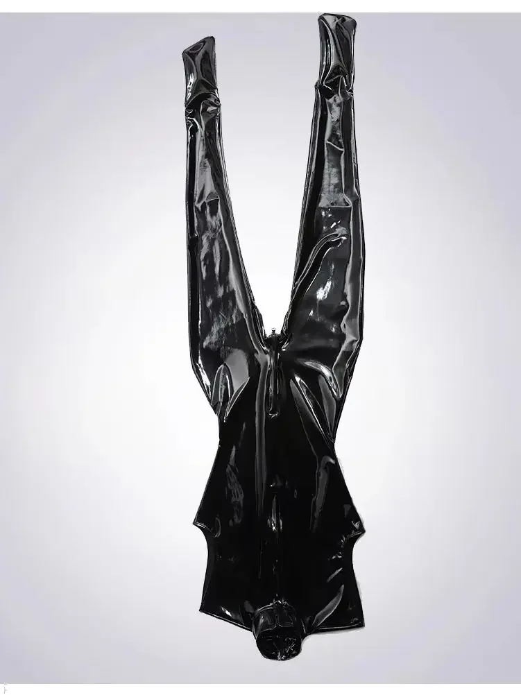 

Mirror Latex Ammoni Jumpsuit Convex Crotch Man Sleeveless One-Piece Tights Suitable Outside Seamless Sexy Rubber Stage Bodysuit