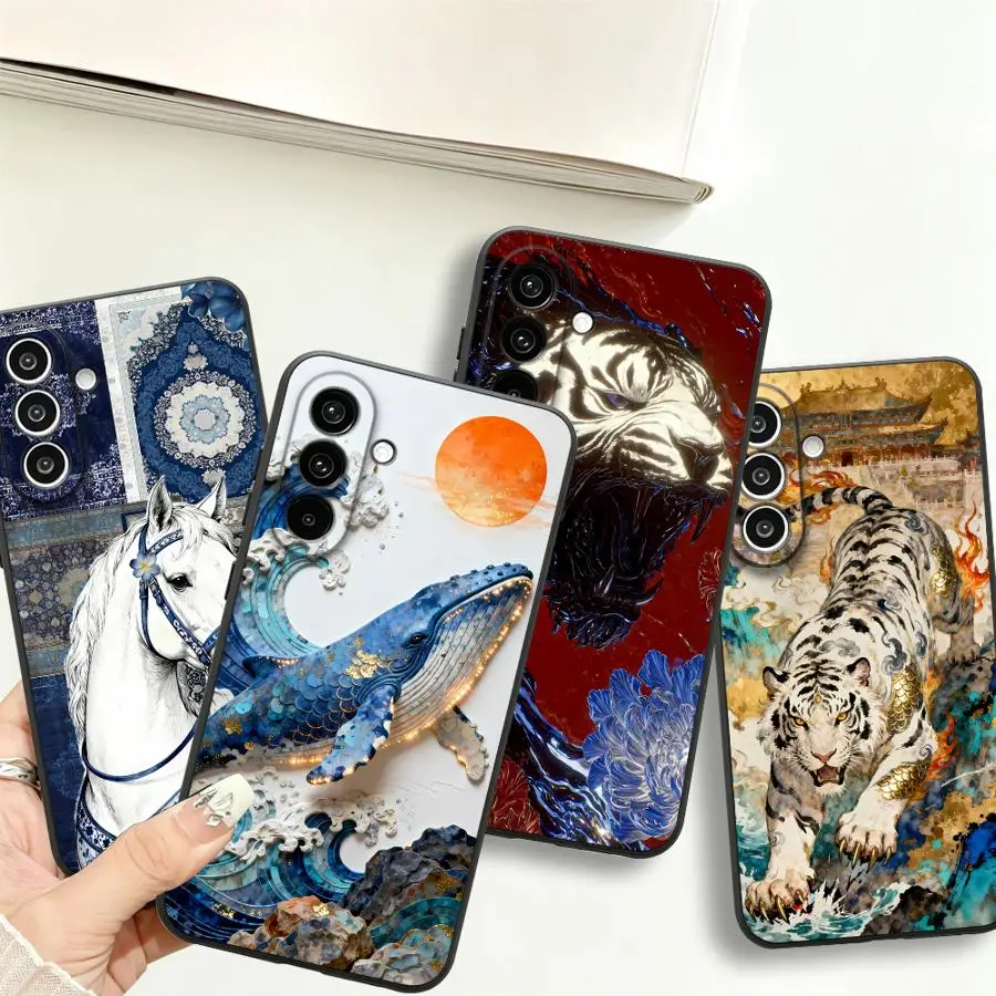 Whale Wave Sun Phone Cover Case for Samsung Galaxy A57 A05 A73 A51 A25 A16 A15 A50 A55 A06 A37 A41 A52 A36 A53 A17 A70