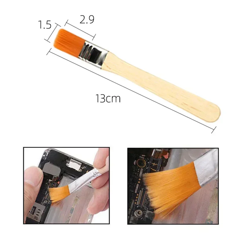 10Pcs Wooden Handle Brush Nylon Bristles Welding Cleaning Tools Phone Tablet Laptop Keyboard Brushes Solder Flux Paste Brush