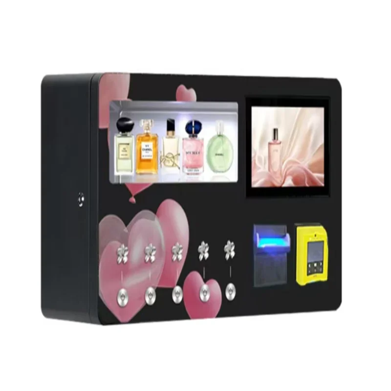 Perfume Vending Machine Freestanding Vertical Frame Multiple Spray Ports 24 Hour Running for Retail Cologne Dispensing Kiosk
