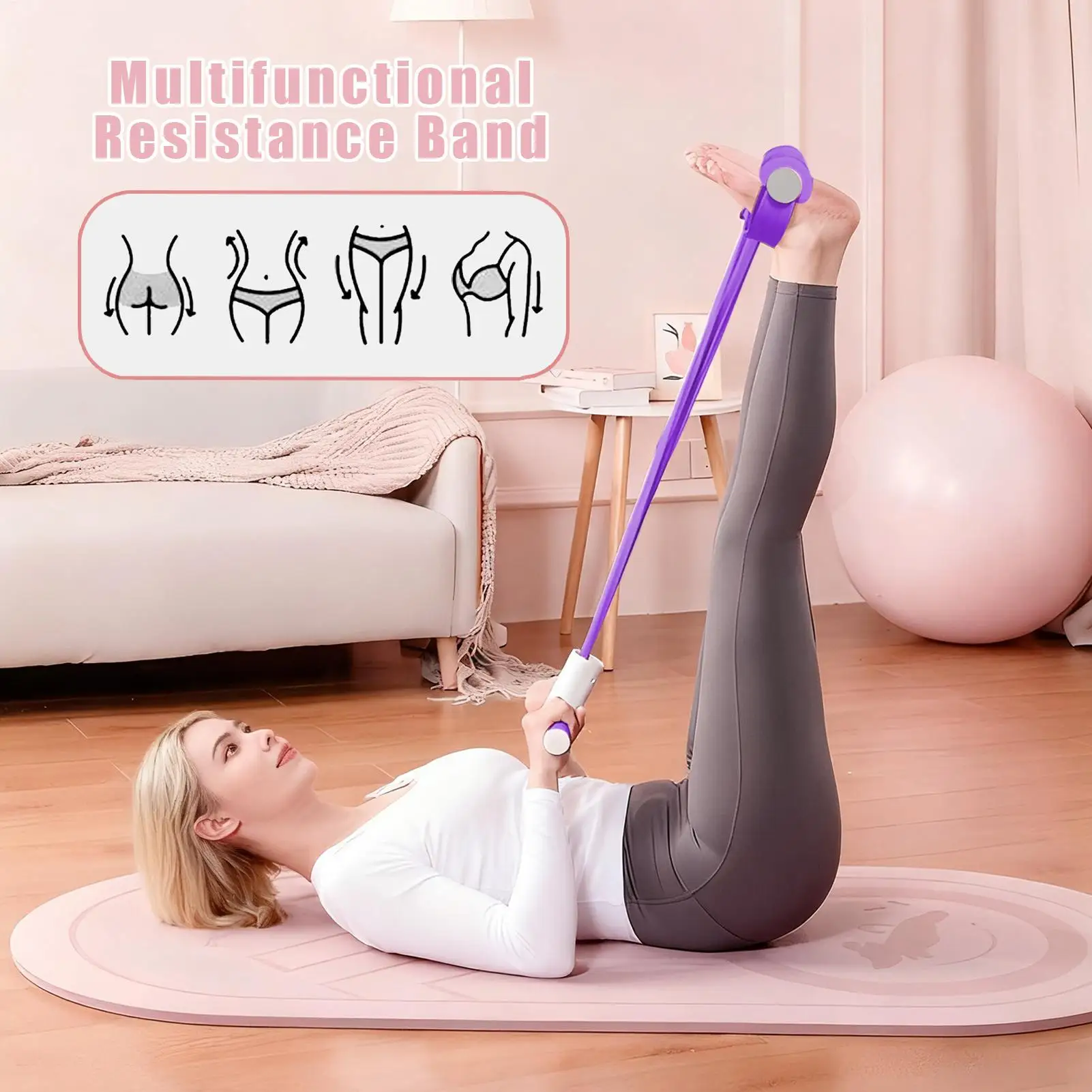 

Эспандеры для упражнений, силовая тренировочная веревка для педалей, эластичные ленты HD с ручками для тренировок в тренажерном зале пилатеса