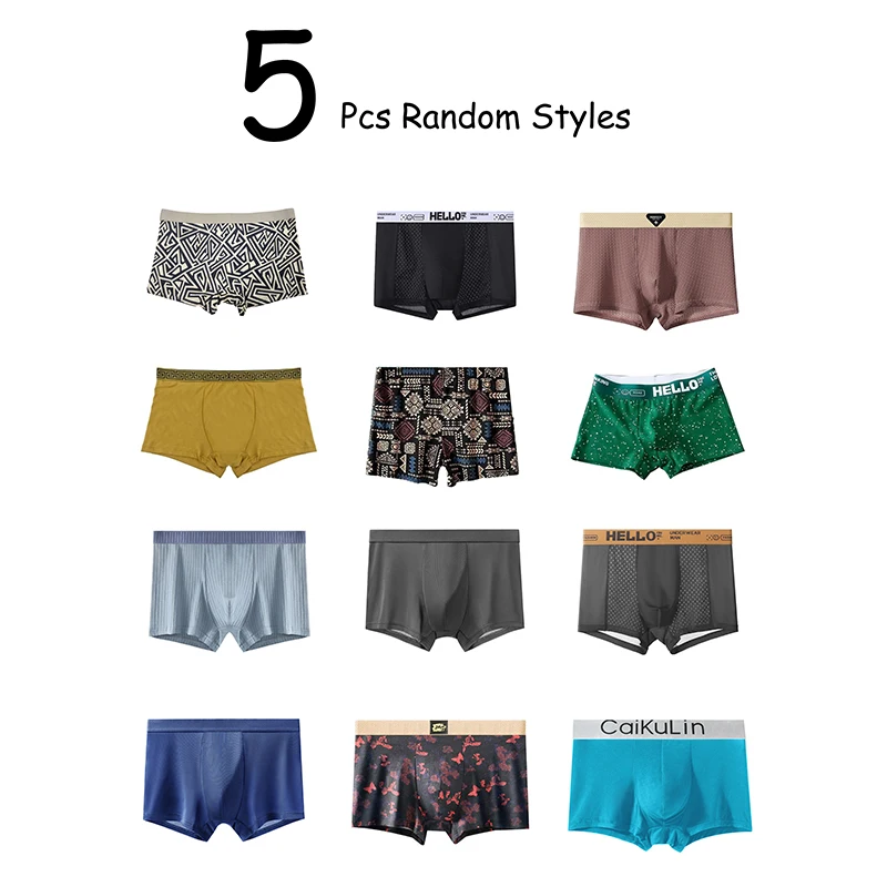 

5Piece Random Men's Underwear Comfortable and Breathable Men's Triangle Pants Boxing Pants Daily Casual Men's Underwear