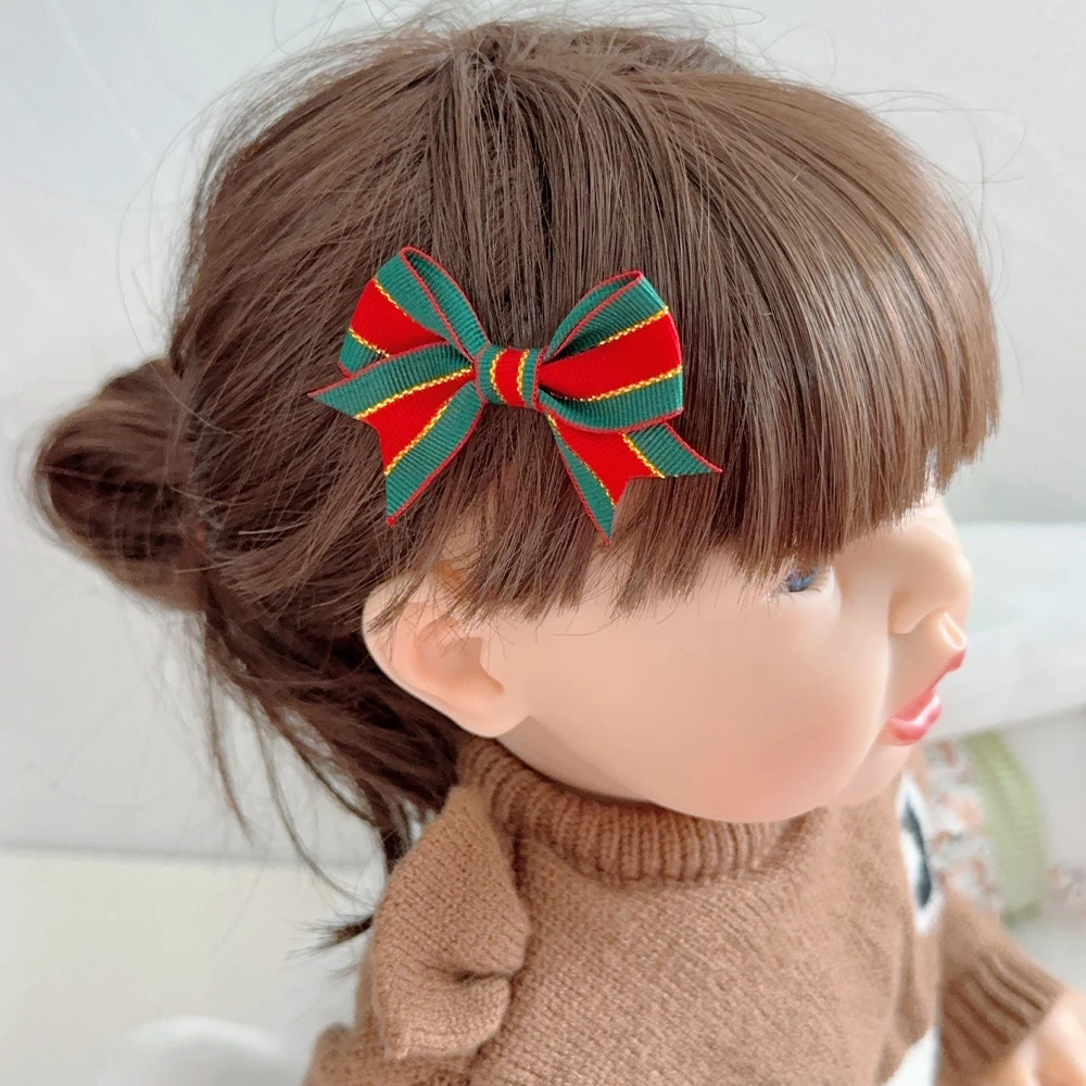 6/10pcs/set Christmas Handmade Satin Ribbon Bows Hair Clips Wrapping Decor Merry Christmas Hair Accessory Xmas New Year Navidad