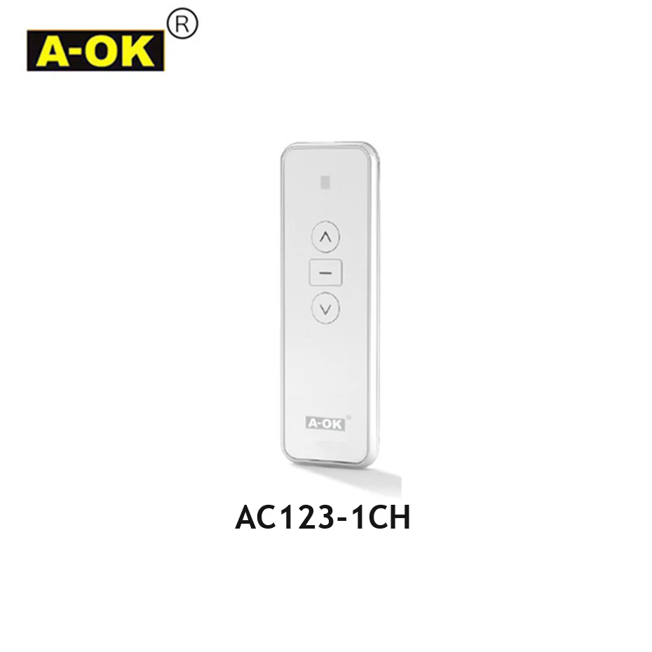 A-OK-AC123 Controle Remoto, RF433Transmissor para Um Motor Elétrico Cortina OK, Controle Sem Fio Casa Inteligente, 1, 2, 6, 16 CH