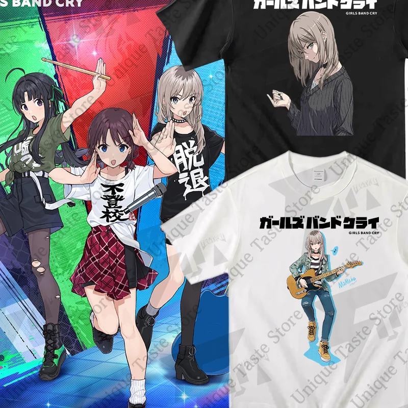 GIRLS BAND CRY T Shirt KAWARAGI MOMOKA Cartoon Print T-shirt Harajuku Fashion Anime Men Women Summer Cotton Short Sleeve Tee Top
