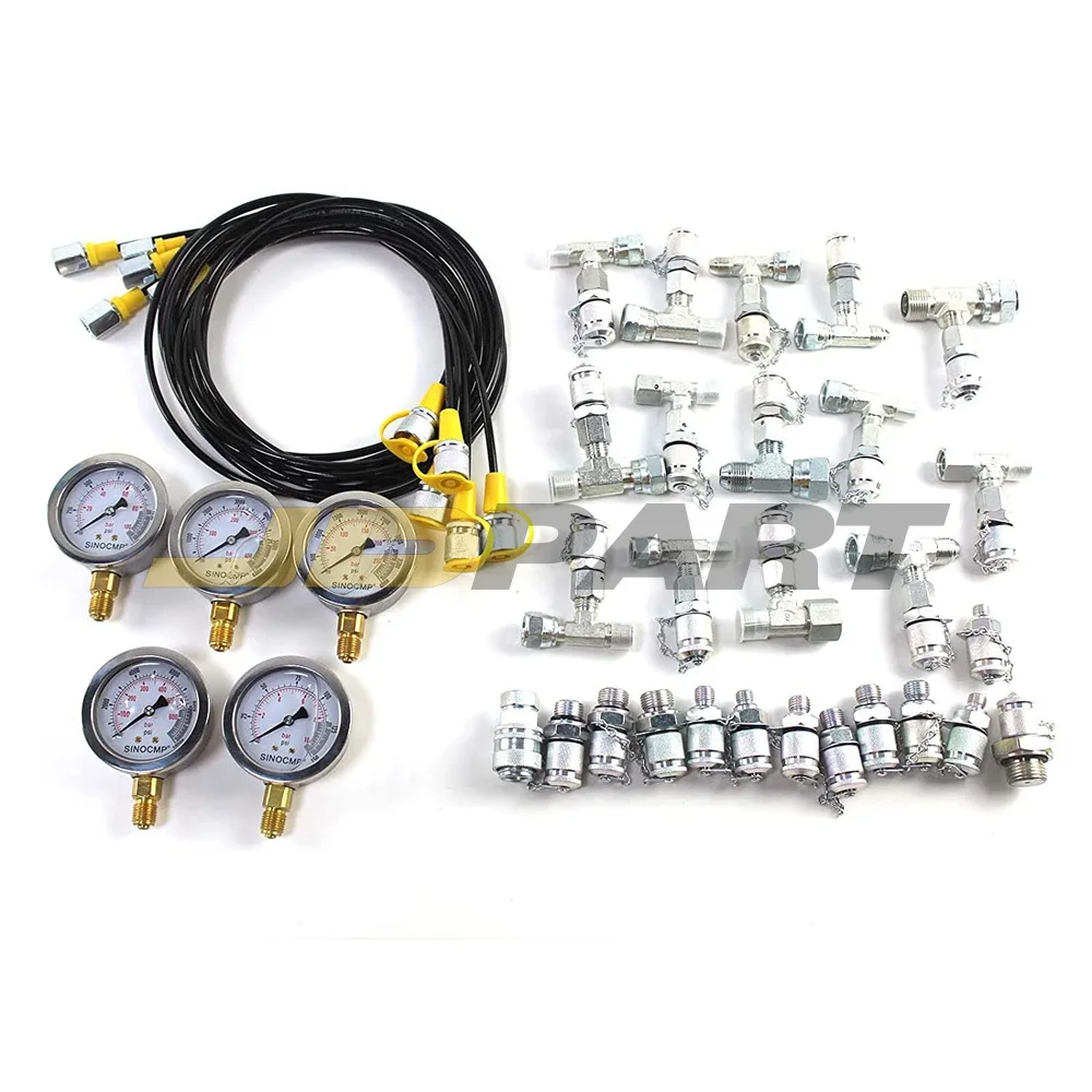 5 Gauge 24 Adapter Hydraulic Pressure Test Kit Quick Connector For CAT Komatsu