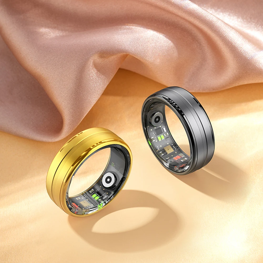 Aluminium Alloy Smart Ring Waterproof Health Fitness Tracker Finger Rind Lovers Blood Oxygen Heart Rate Monitoring Charging Box