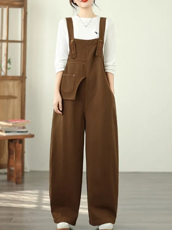 

Casual Asymmetric Design Wide Leg Pants plus Size Women's Clothing Anti-Aging Overalls Slimming Trousers Artistic Sle