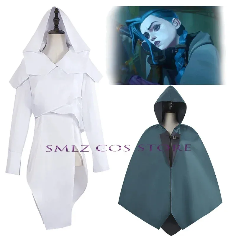 

Mel Cosplay Anime LOL 2 Season Arcane Costume Mel Cloak Jinx Cloak Anime Cosplay White slit Dress Costume for Woman