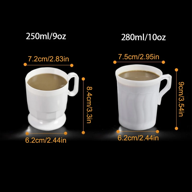 2/5 Stuks 280 Ml Plastic Koffiemokken Koffiekopjes Met Handvat Wegwerp Theekopje Soep, Espresso Mok, warme Of Koude Drankjes