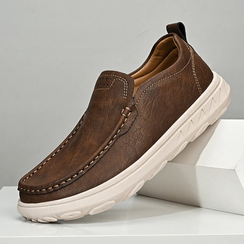 Men's Casual Loafers Soft PU Leather Driving Shoes Male Slip-on Luxury Walking Flat Shoes Breathable Man Mocassins Footwear
