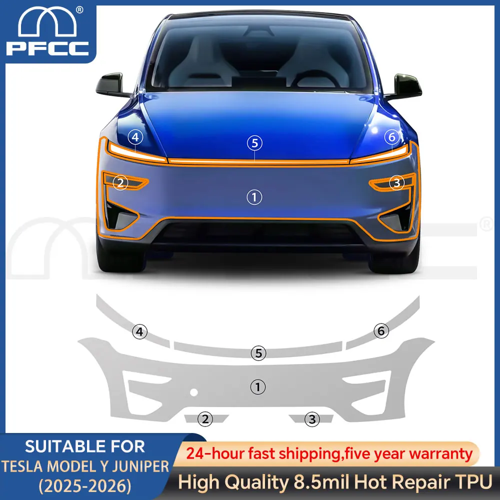 

Для Tesla Model Y Juniper 2025-2026: Предварительно вырезанная защитная пленка из ТПУ (PPF) толщиной 8,5 мил, высокопрозрачная, самовосстанавливающаяся, для внешних элементов автомобиля ﻿