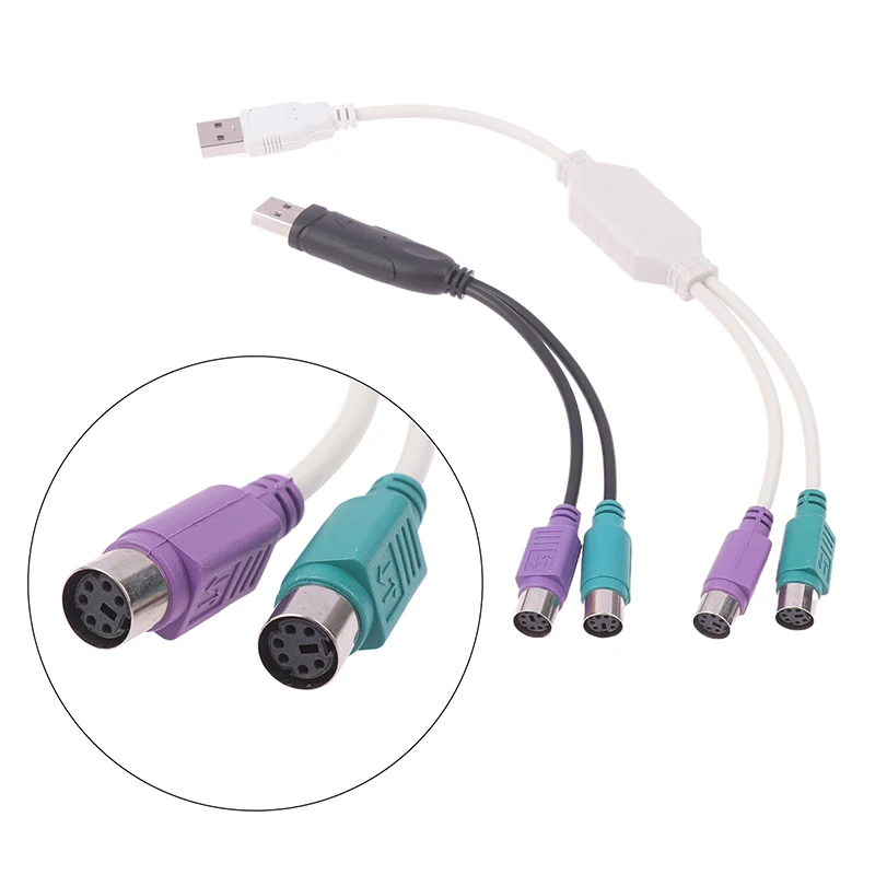 1PC USB Male To PS/2 PS2 Female Converter Cable Cord Converter Adapter Keyboard Y Splitter Adapter Connector Extension Cable