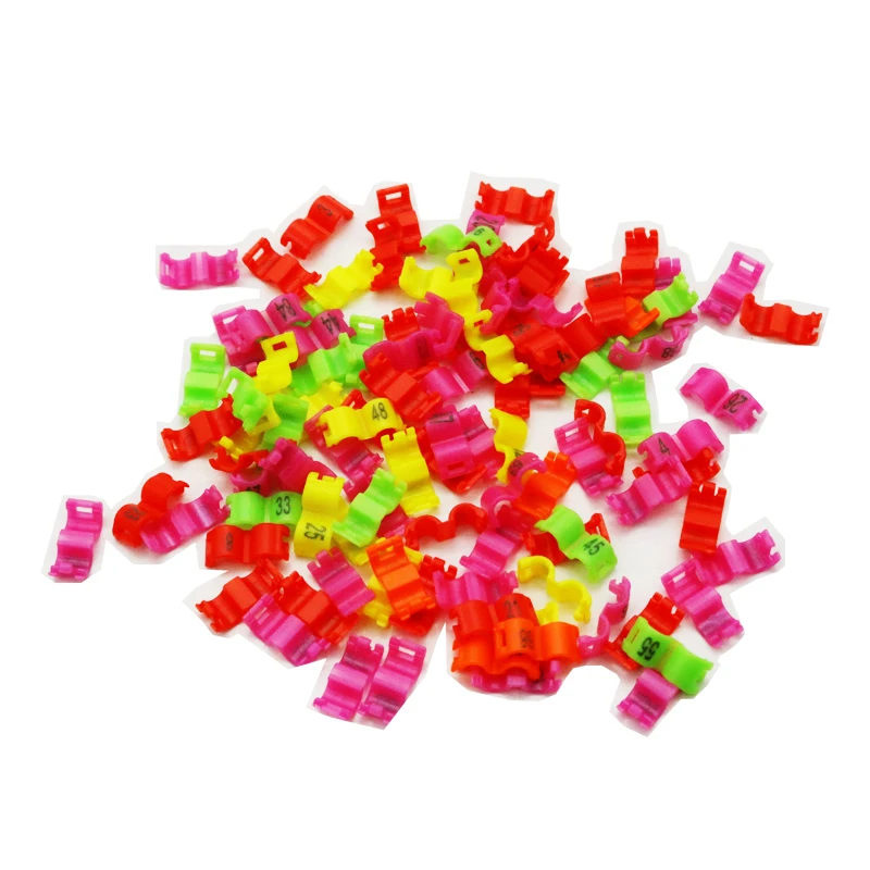 100Pcs Bird clip ring 2.7mm 3mm 4mm 4.5mm 5mm Plastic foot rings Colorful birds, Acacia birds pigeon All kinds of bird foot ring