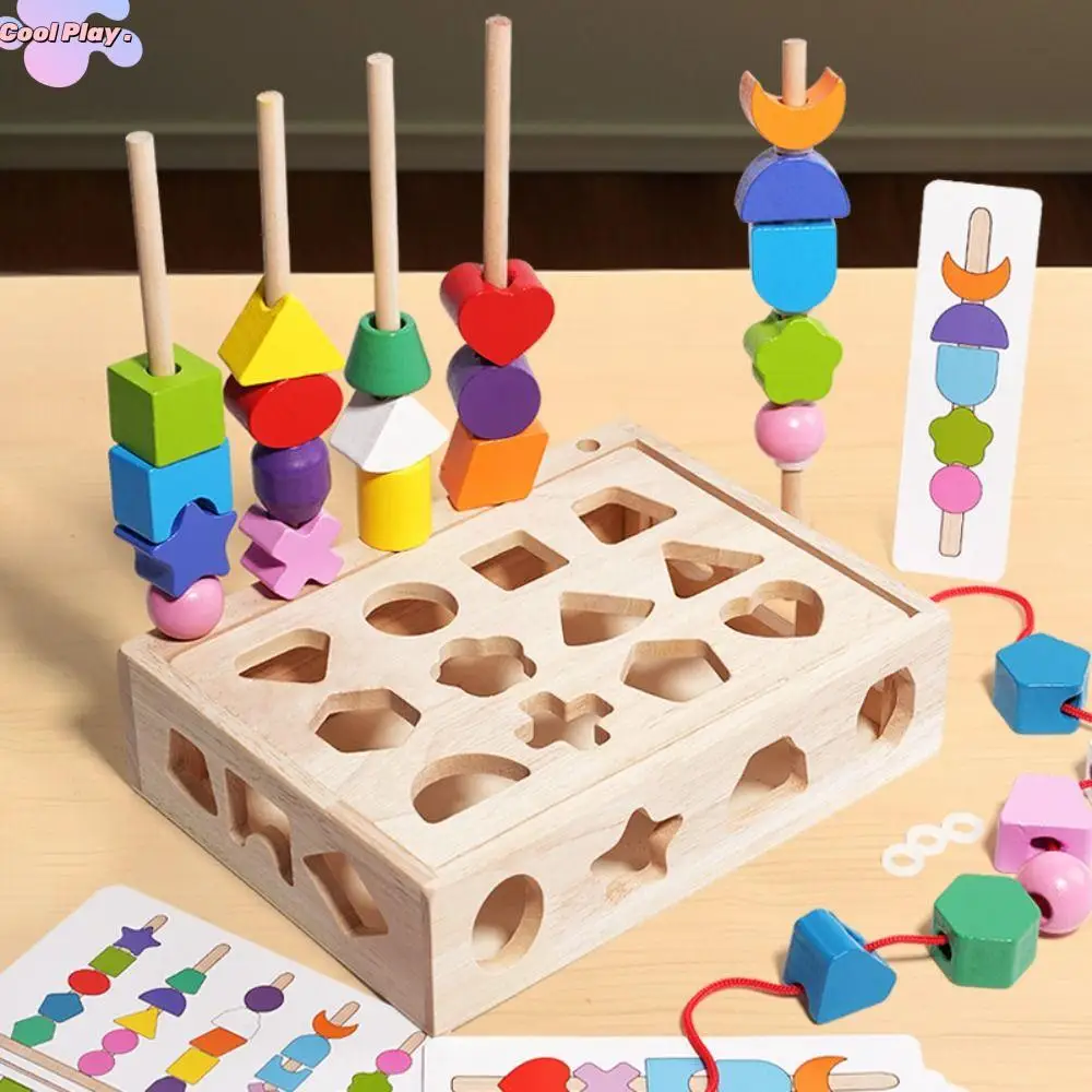 Giocattoli in legno Montessori Blocchi cognitivi a forma di colore Gioco di smistamento abbinato Giocattoli educativi precoci con perline Regalo per bambini