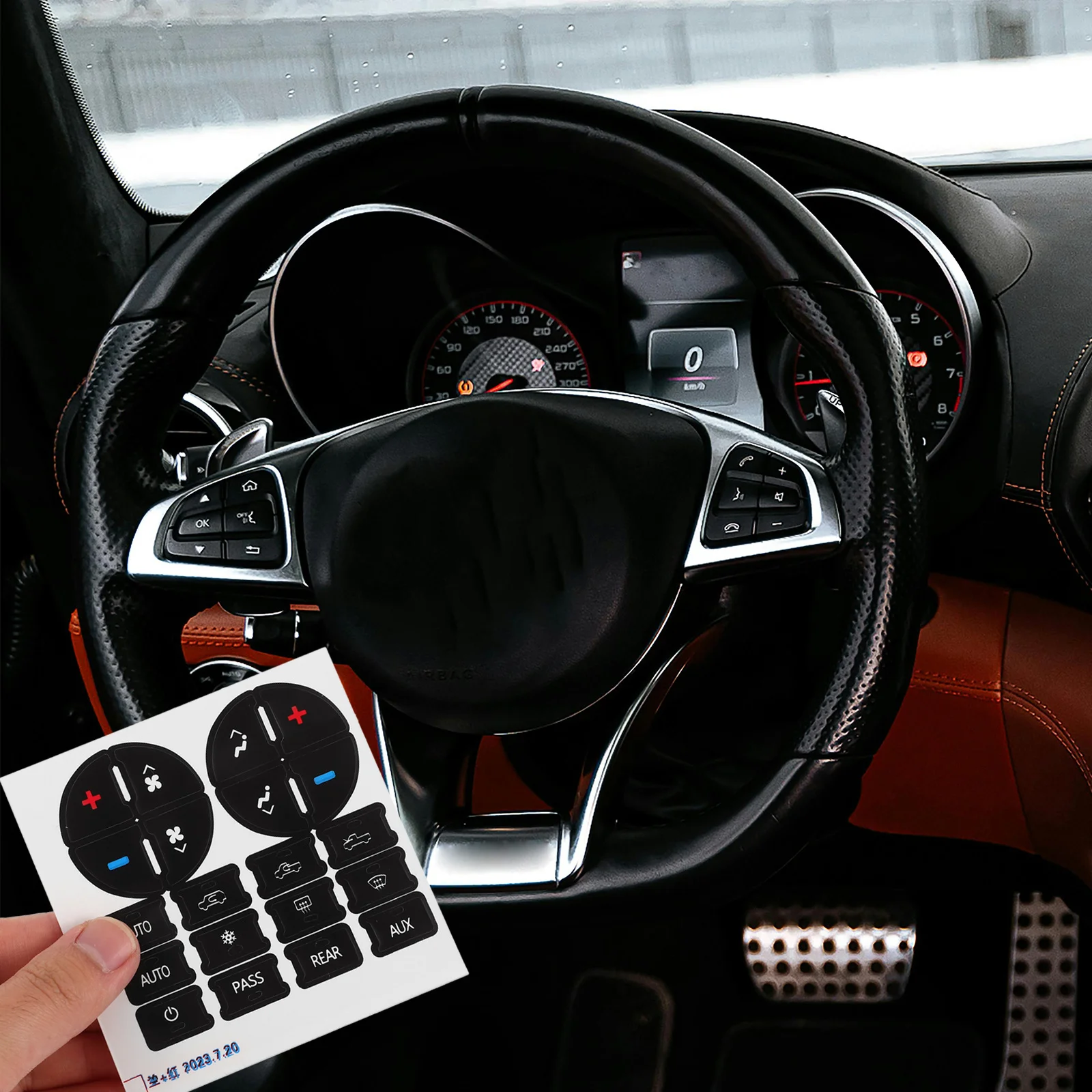 

2pcs Car Button Sticker Pvc Dash Button Repair Kit Replacement Decal For Ac Buttons Interior Dash Restoration Compatible With