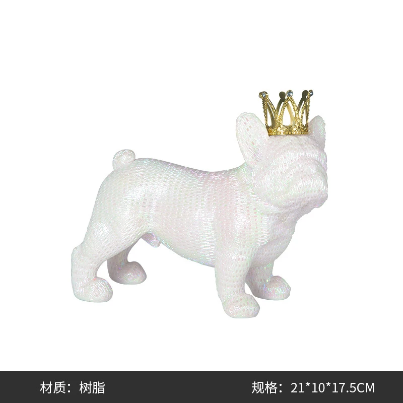 Nordic Light Luxury Colorful Crown Dog Animal Ornament for Model Room, Children's Room, Home Decor, Fun Desktop Decoration