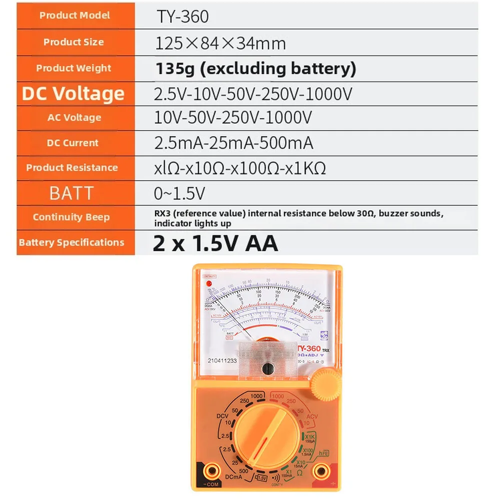 

YX-360TR Shock Resistant Analog Meter Designed for Industrial Outdoor and Benchtop Electrical Testing Applications