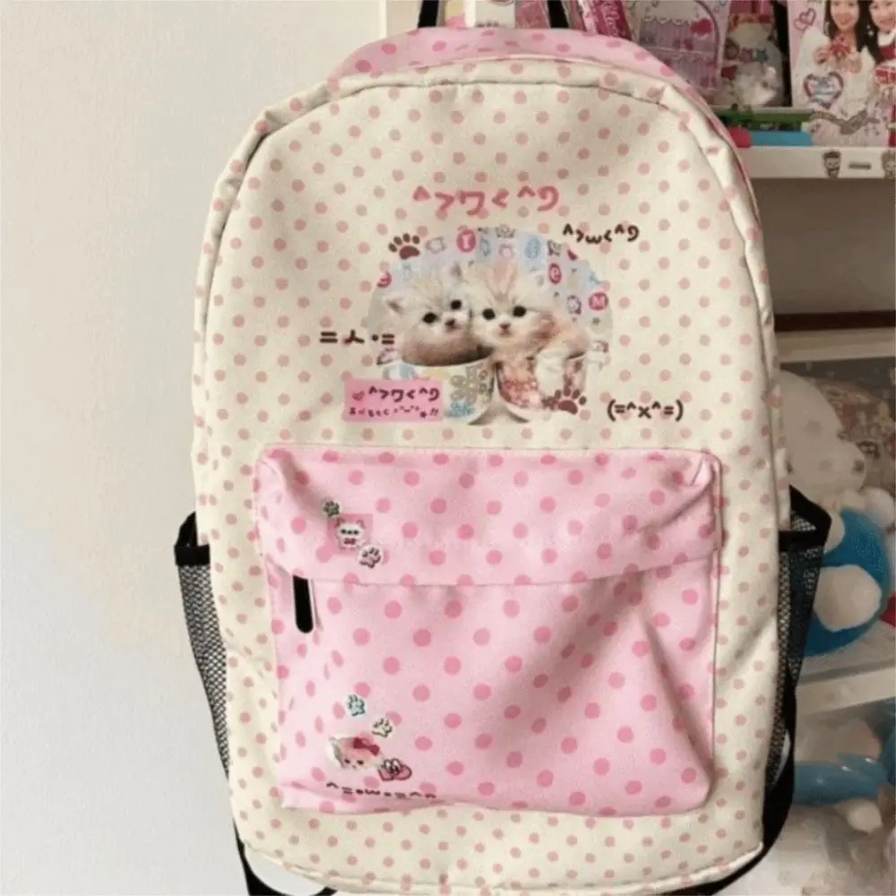 Nuovi zaini Cat Dot a colori a contrasto Patchwork Zaini preppy ad alta capacità Borsa a tracolla Studenti