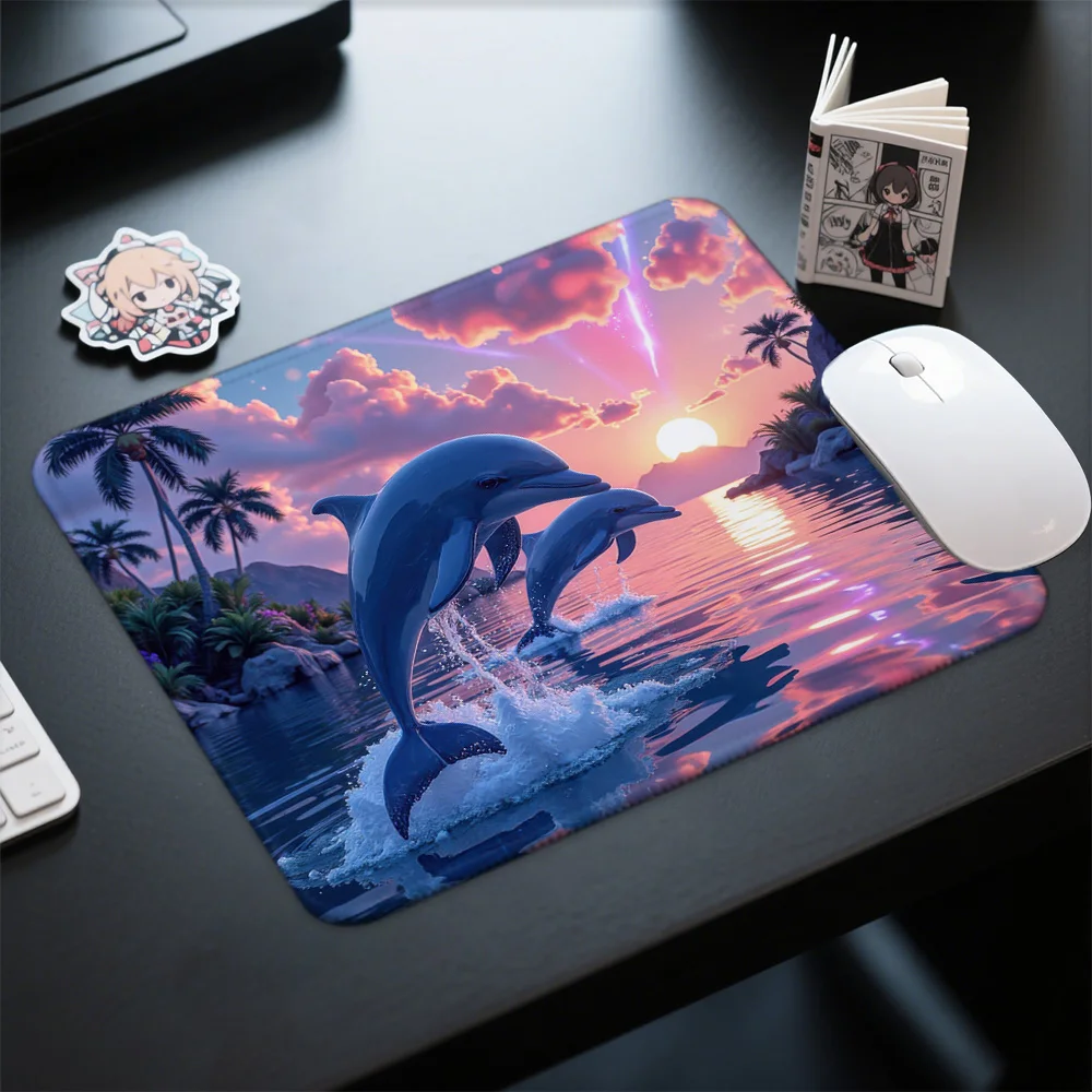 

Компьютерный коврик Dolphin Sunset, аксессуары для стола, коврик для мыши для ПК-геймеров, игровые коврики, коврик для мыши в стиле аниме, украшение для стола