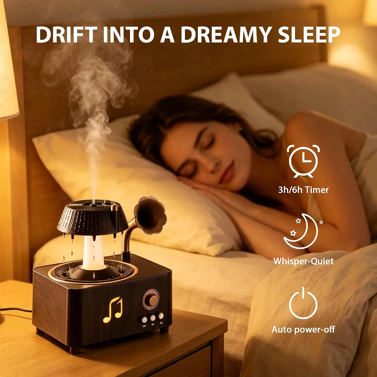 Rain Rotating Humidifier Cute Diffuser with White Noise 7 Colors LED