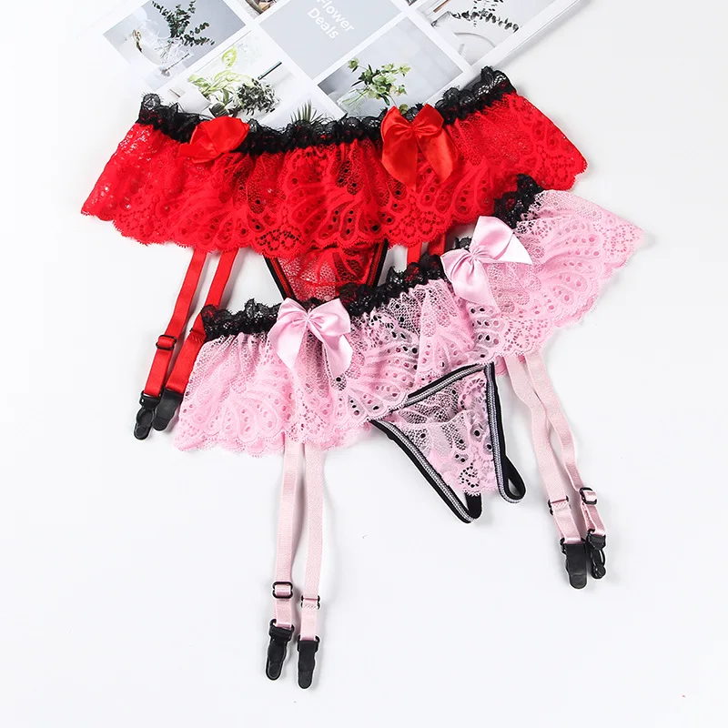 

Трусики GUUOAT женские кружевные, пикантное забавное нижнее белье, ультратонкие прозрачные удобные трусики с подвязками, комплект порно-бикини