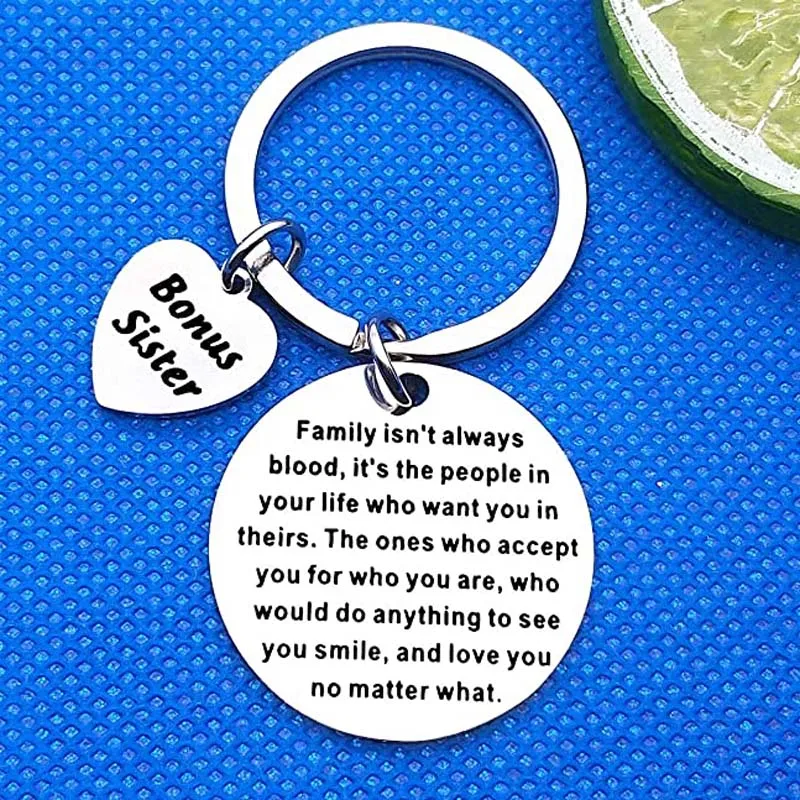 Sister in Law Keychain Unbiological Sister Gift Family isn't always Blood Keyring Bridal Party Wedding Gift Sister in Law Gift