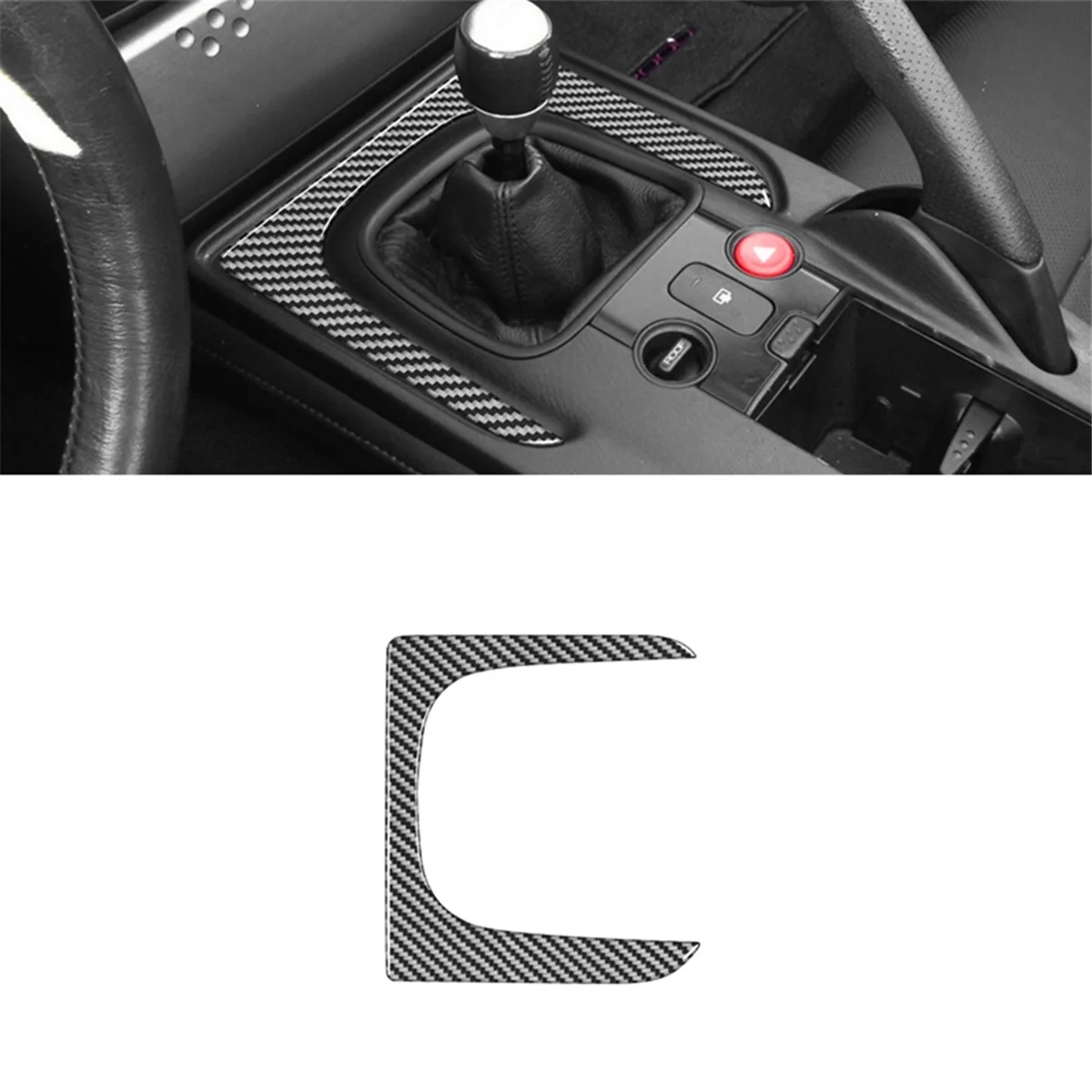 For Honda S2000 2000-2009 LHD Soft Carbon Fiber Gear Shift Frame Trim Sticker Car Interior