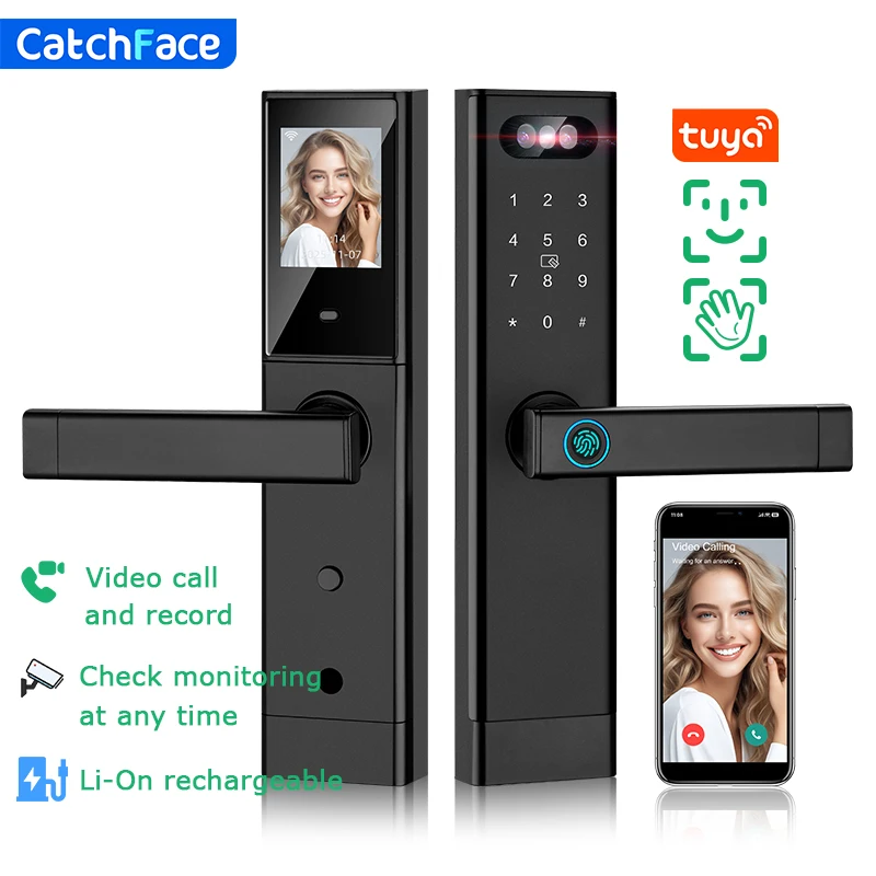 

Распознавание лиц, видеовызов, автоматический дверной замок TUYA, входная дверь, отпечаток пальца, умный замок, цифровая камера, видимый внутренний экран