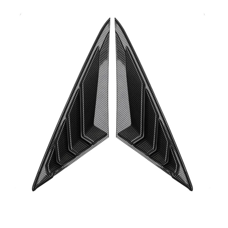 Carbon Fiber Color Rear Side Vent Quarter Window Louver Shutter Cover Trim for