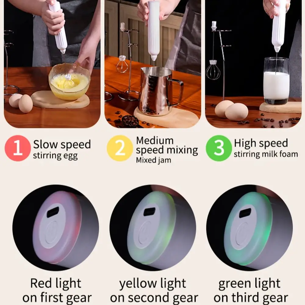 전기 우유 거품기 USB 충전식 무선 우유 거품기, 커피 거품기 믹서, 계란 비터, 미니 거품 손잡이 교반기, 3 속도