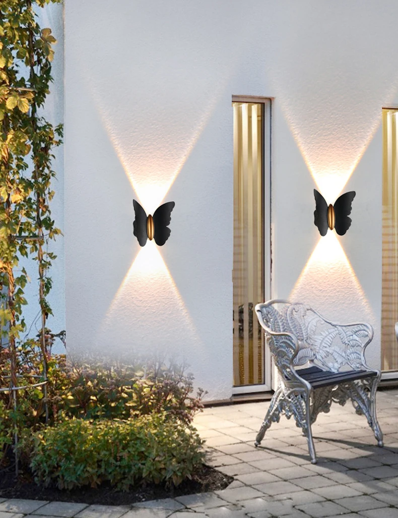 Imagem -03 - Modern Exterior Butterfly Led Wall Lights Outdoor Wall Sconce Lamp Impermeável para Corredor Porta Corredor Luzes de Escada Ip65