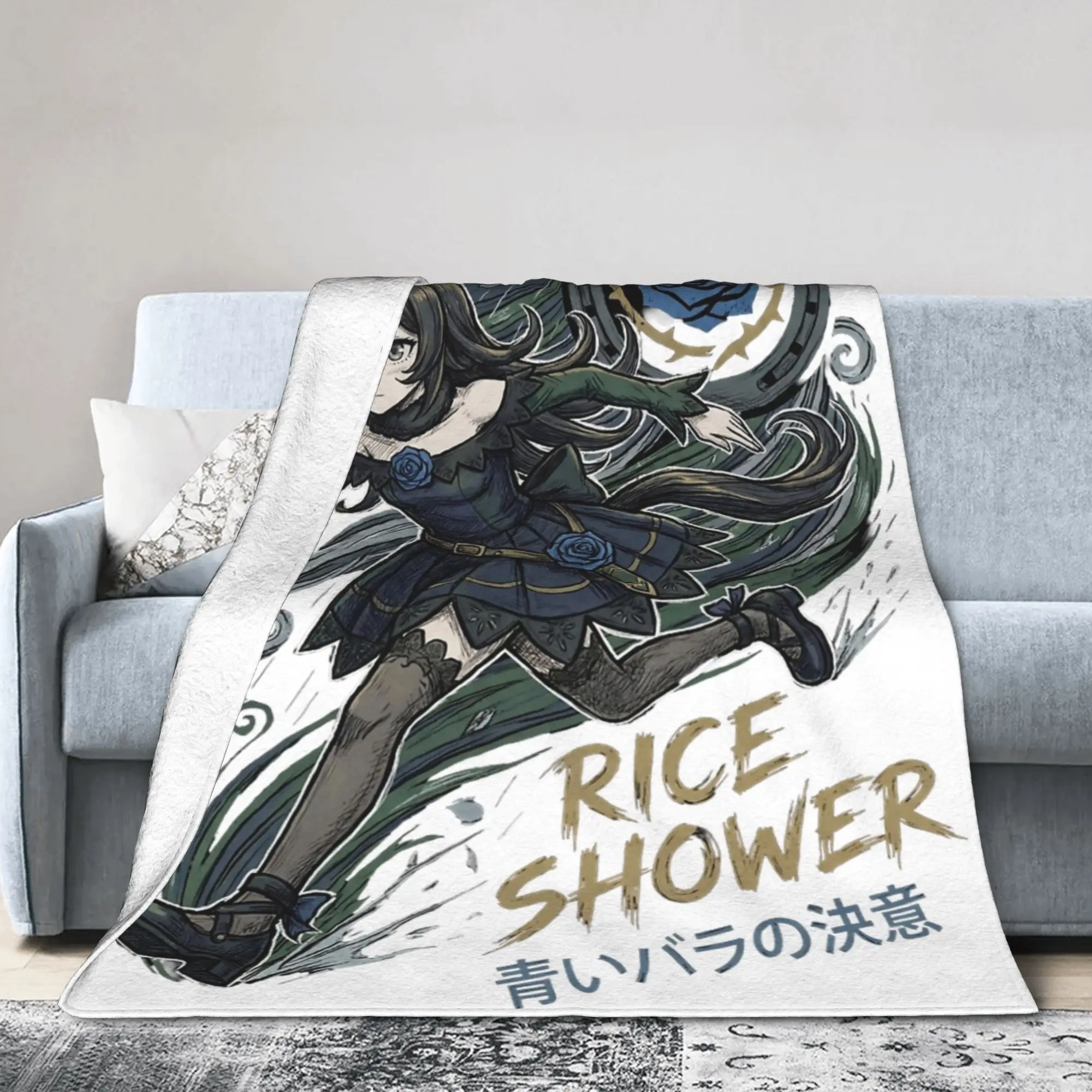 Rice Shower Umamusume Pretty Derby Blankets Coral Fleece Plush Autumn Lightweight Thin Throw Blankets for Bedding Office Quilt