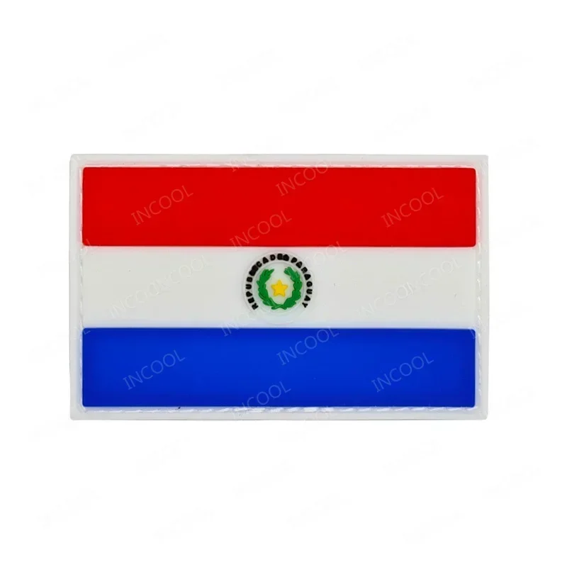 Paraguay Flag Embroidered Patch PVC Rubber Paraguayan Patches Appliques Armband Decorative Shoulder Badges For Clothing Backpack