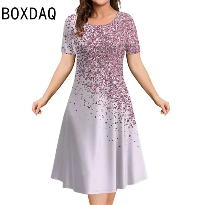 Fashion Elegant Women‘s A-Line Dresses 3D Colorful Gradient Printed Mini Dress  Oversized 3XL Female Summer Beach Casual Dress