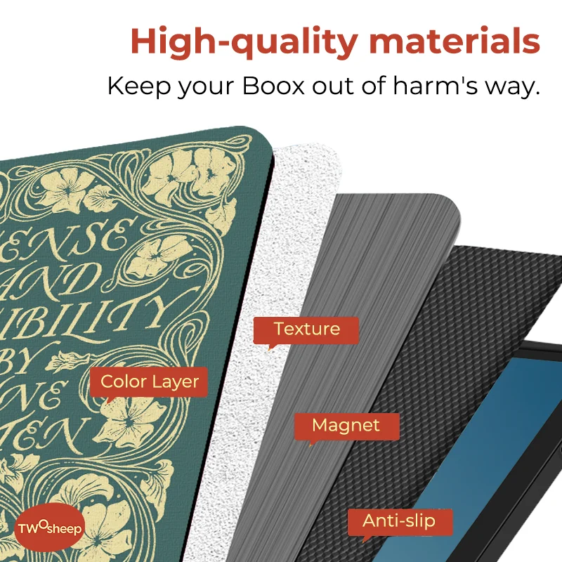 Custodia Twosheep da 6 pollici per Onyx Boox Go6 Poke6 Poke5 Cover magnetica senza guscio Funzione di sveglia automatica Pride and Pregiudizio