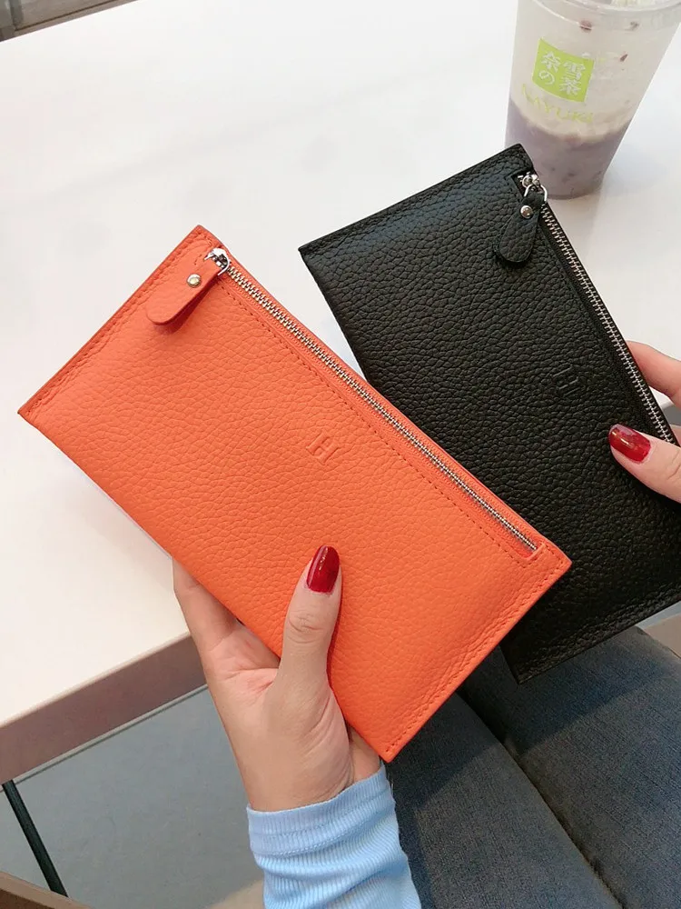 Korean Style Long Leather Wallet Women's Anti-Theft Casual Thin Mobile Phone Holder Portable Soft Surface PU Wallet