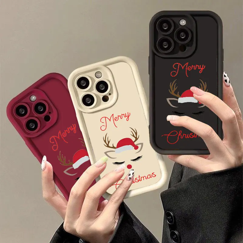 Christmas Fasion Phone Case for iPhone 11 12 MINI 13 14 15 16 PRO MAX PLUS Shockproof Silicone Soft Cover Coque