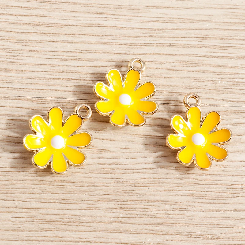 Tusember 10 Stück vergoldete, bunte, niedliche Gänseblümchen-Anhänger für DIY-Schlüsselanhänger, Ohrringe, Armbänder, Schmuckherstellung und Zubehör – Detail 12