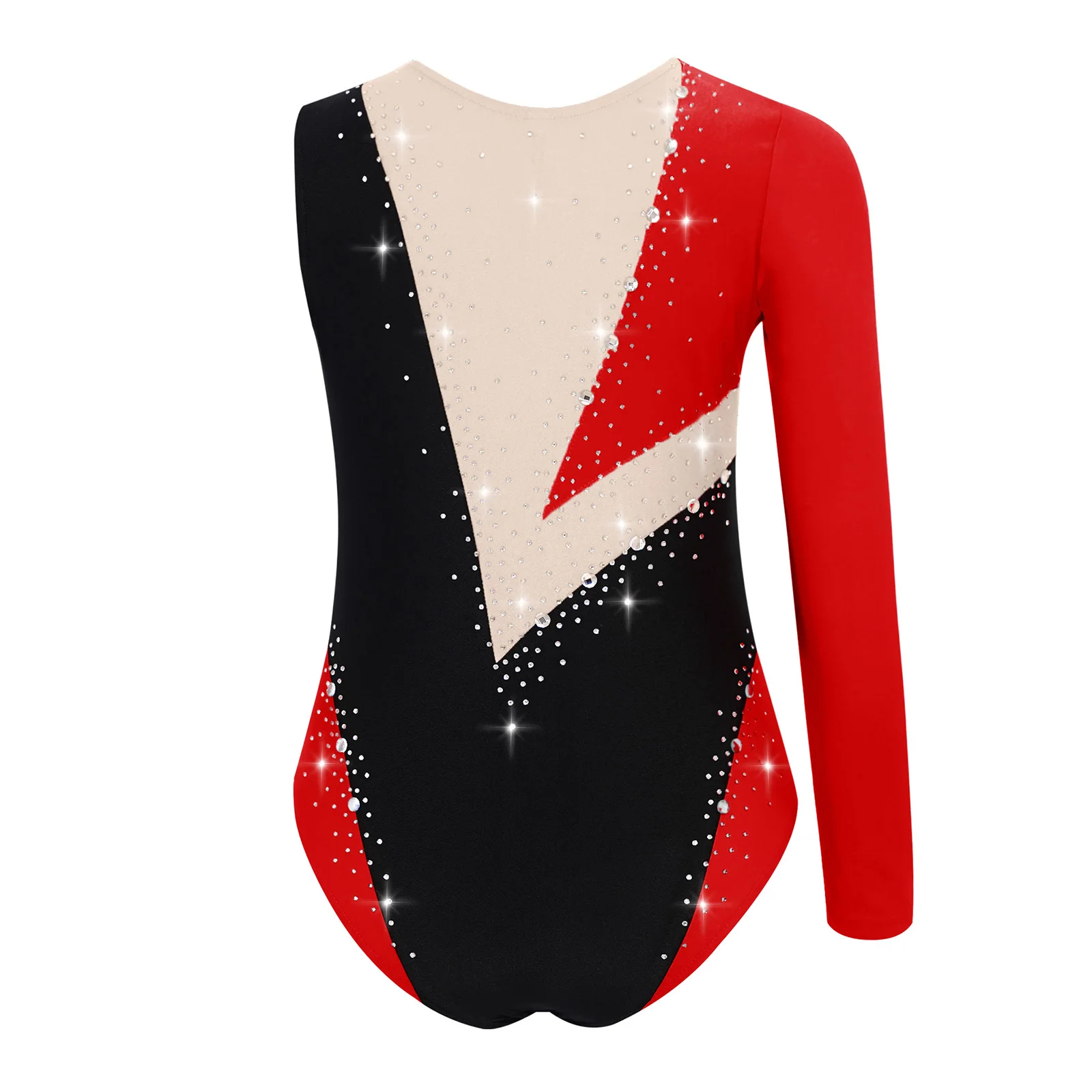 أطفال بنات الباليه الجمباز يوتار الشكل التزلج أداء زي الراين كتلة اللون غير المتكافئة تجريب ارتداءها