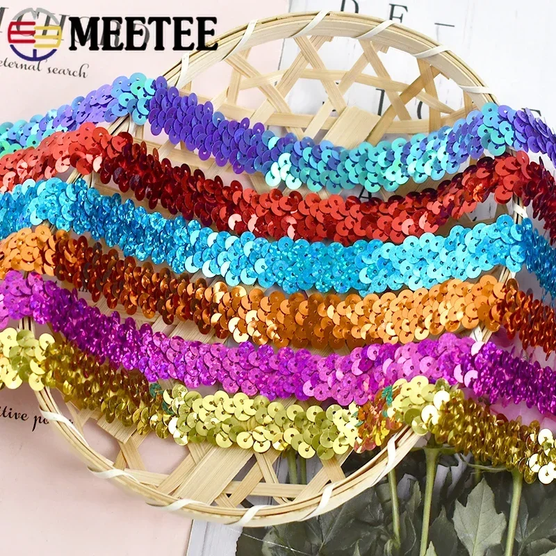 3/5/10/20Y 20mm Sequins Lace Trim Ribbon Stage Performance Party Cosplay Wedding Clothes Fabric for Sewing Accessories