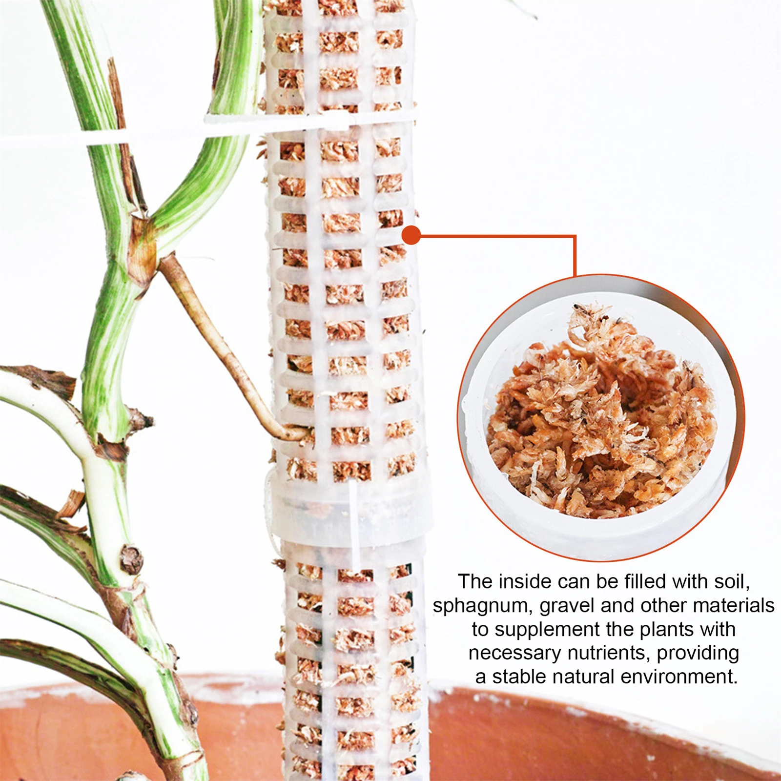 Moss Poles for Climbing Plants - Stackable Plastic Plant Pole Plant Sticks Sphagnum Moss Pole for Climbing Plant Support