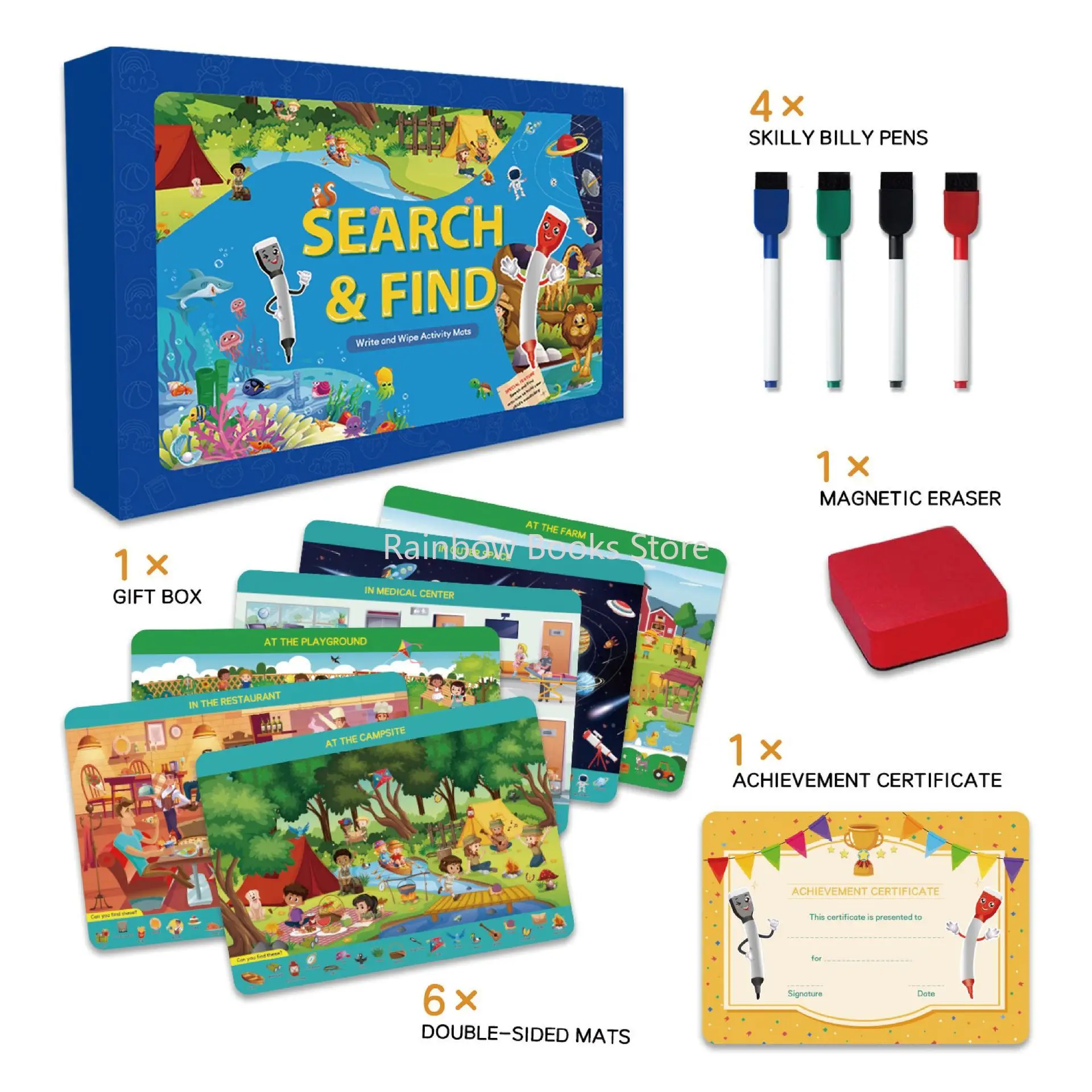 Search and Find Cards for Preschool Learning Education for Preschool Children Reusable Activity Mats Toy Books Libros