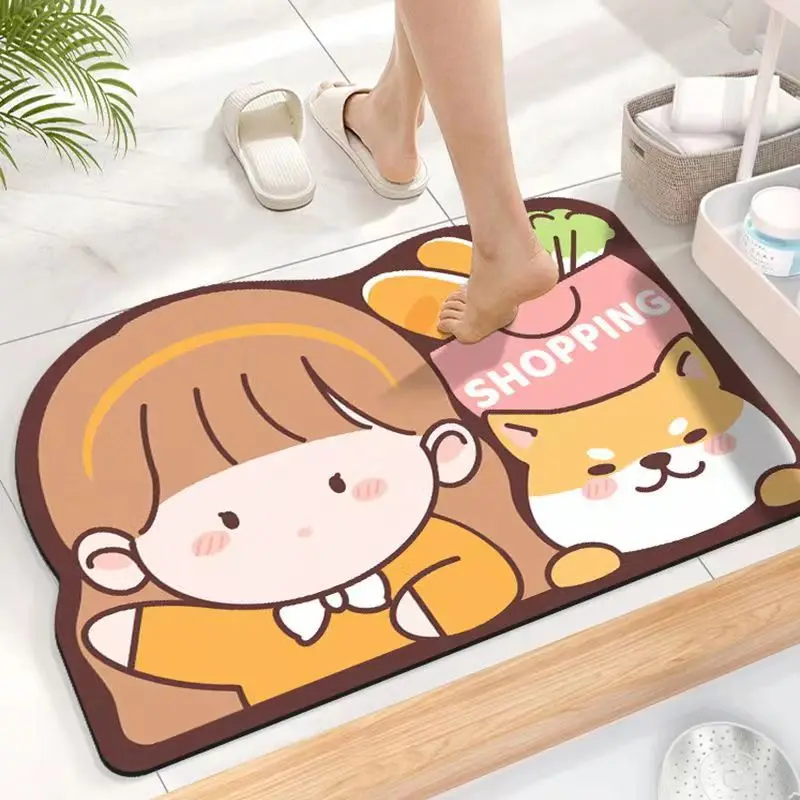 

Cartoon Super Absorbent Bath Mat Quick Dry Bathroom Rug Non Slip Entrance Doormat Floor Mats Toilet Carpet Home Decor