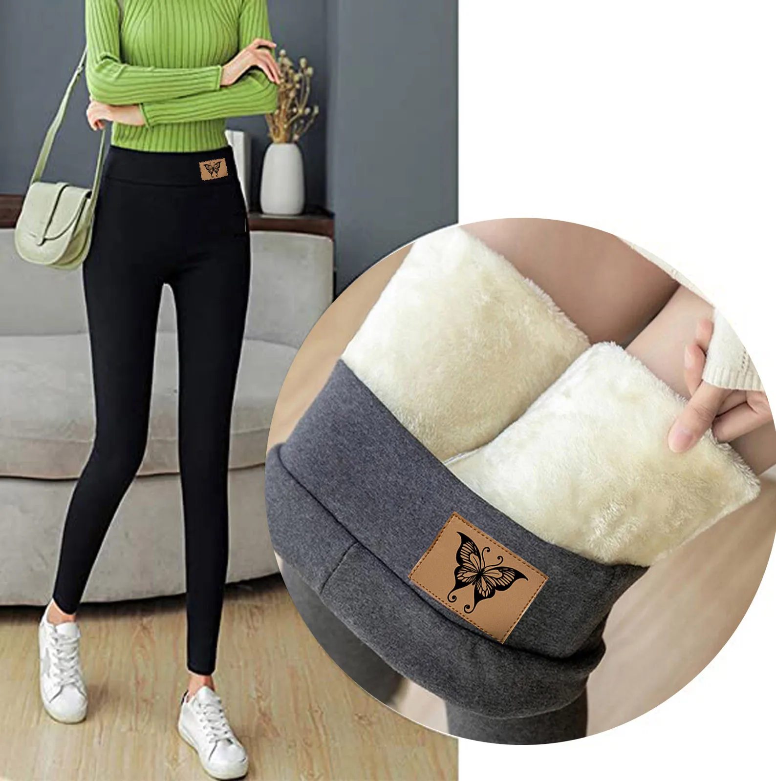 Winter Women Leggings Fleece Lined Velvet Keep Warm Pants High Waist Leggings Women Solid Comfortable Stretchy Thermal Plus Size