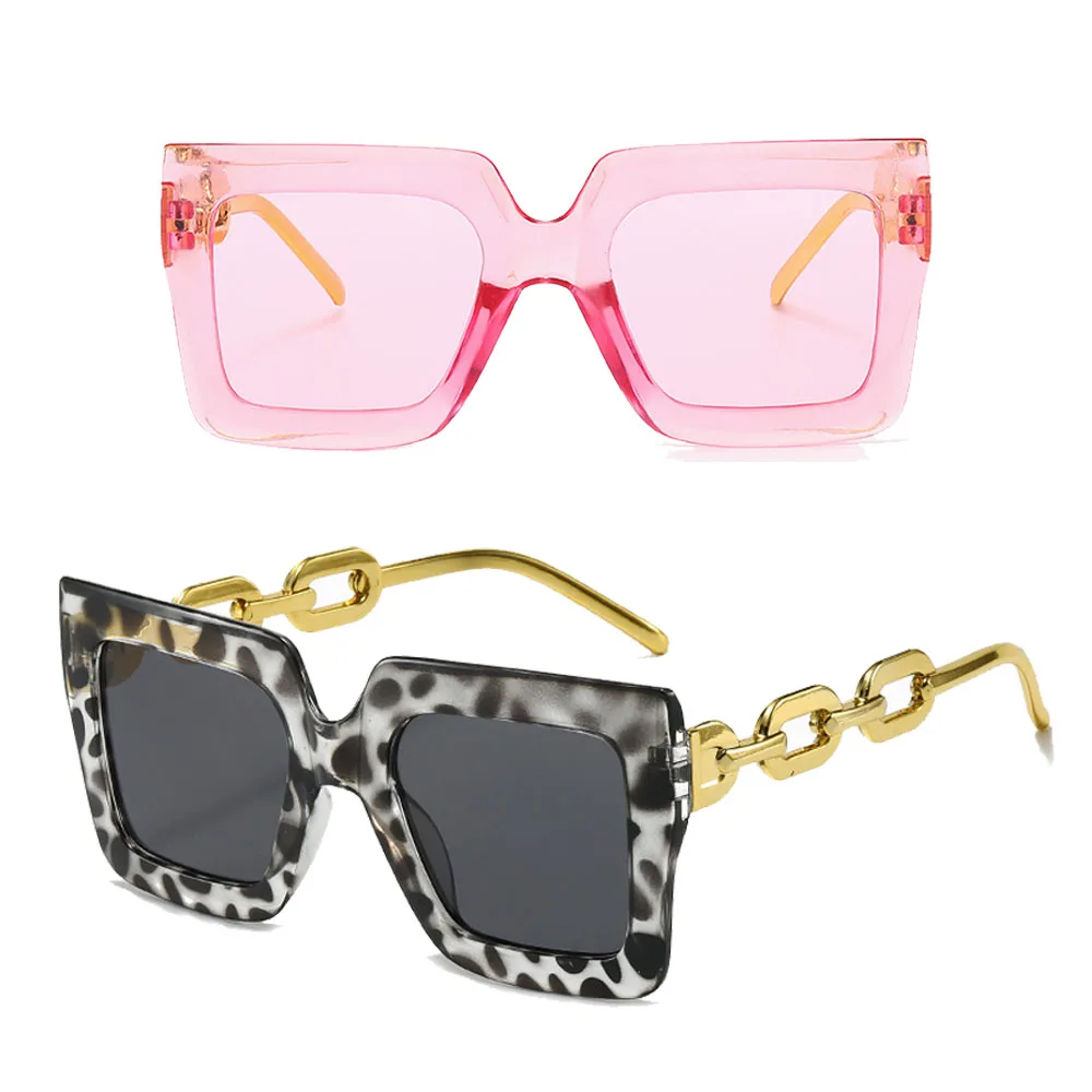 Women Fashion Sunglasses Oversized Frame Women Glasses Brand Designer Square Glasses Uv400 Golden Leg Eyewear Acessories